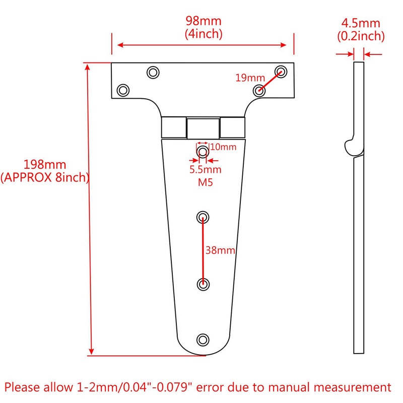 NRC&XRC Pair of 316 Stainless Steel Heavy Duty Marine Grade "T" Hinge 8"(L)*4"(W) Cast Strap Hinge - Image 2